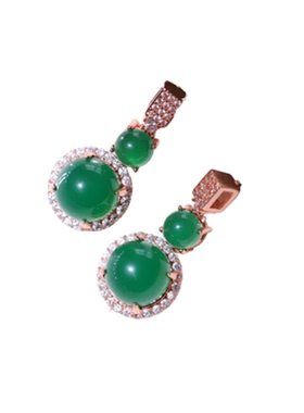 首饰冰种玛瑙三件套装女士绿玉髓