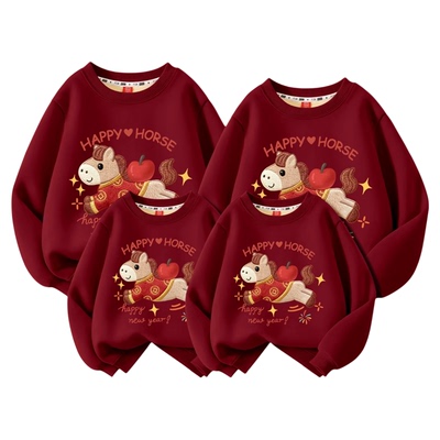 名创优品亲子装拜年服加绒卫衣