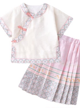 嘟嘟家女宝马面裙套装夏季宝宝国