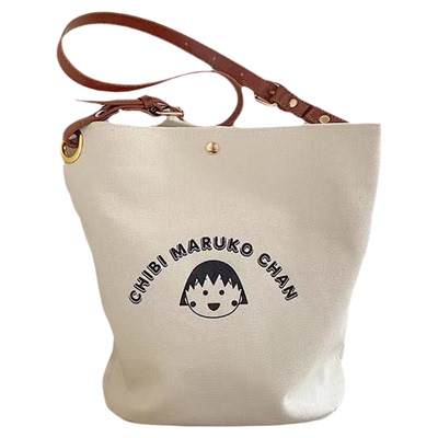 帆布水桶包单肩斜挎妈咪包大容量