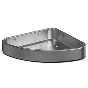 九牧卫生间枪灰免打孔三角篮拐角角架免钉角蓝浴室太空铝置物篮