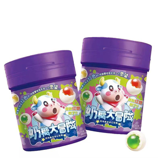 奶糖大冒险同款挑战棉花糖脆皮混合水果味糖果夹心软糖游戏推推罐