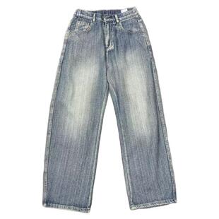 高端美式复古牛仔裤男宽松直筒阔腿裤2026春季新款简约做旧休闲裤