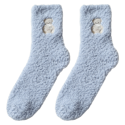 tutuanna秋冬毛毛袜子女动物刺绣珊瑚绒保暖毛毛袜家居地板袜女