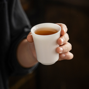 德化羊脂玉瓷品茗杯岩茶小茶杯单只陶瓷功夫茶具闻香杯个人专用