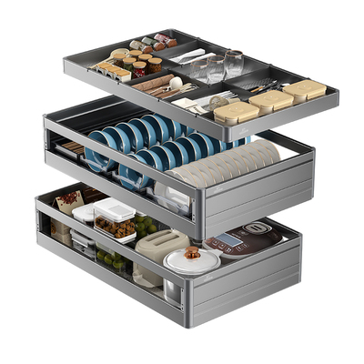 潜水艇太空铝抽屉式双层三层拉篮