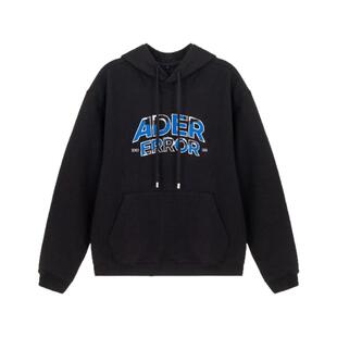 ADER ERROR 春季男士黑色印花休闲连帽卫衣银泰百货精品301574