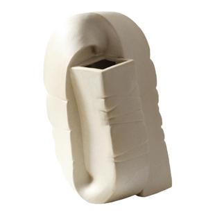 栗石侘寂风创意艺术几何陶瓷花器中古风民宿客厅玄关干花插花摆件