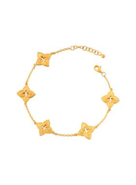 18K金拉丝四叶草手链五花古法金