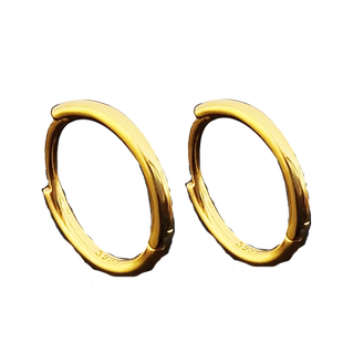 S999纯银耳钉黄金色实心耳环2026新款爆款素圈养耳洞耳圈单只耳饰