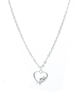 PSYCHO7 爱心丘比特天使少女土酷项链 ins个性桃心情侣项圈