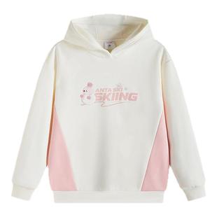 安踏儿童卫衣女童连帽套头衫冬季新款加绒保暖运动衫大童上衣