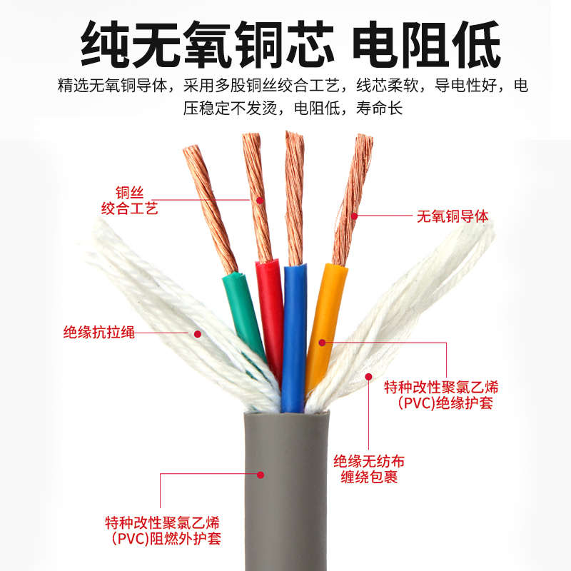 国标TRVV高柔性拖链电缆2 3 4 6 8 10芯软护套多芯电线耐弯折耐油