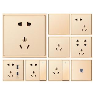 鸿雁开关插座面板86型一开五孔插座带开关暗装空调16A插座usbX7金