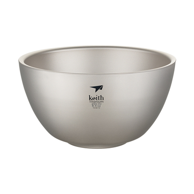 keith铠斯纯钛饭碗双层防烫隔热大碗汤碗纯色钛碗家用健康钛餐具