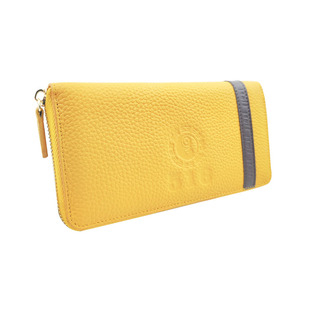 高档精致黄色数字招财钱包八卦守财锁财黄色男女真皮横款商务风