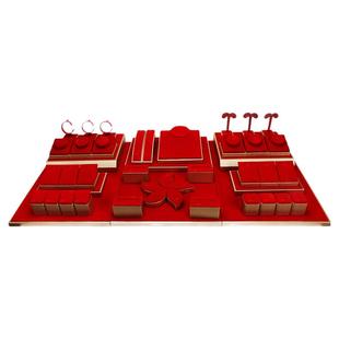 定制黄金道具红绒展示托盘项链展架吊坠手镯耳钉戒指架首饰展示托