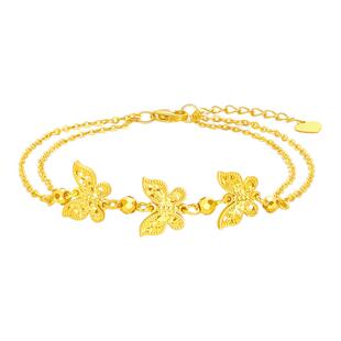 周大生流光闪蝶碎碎冰手链女纯银S925轻奢高级手饰生日礼物送女友