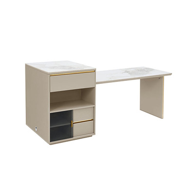 顾家家居奶油风轻奢家用餐桌椅可储物伸缩岩板岛台餐桌PT7151KC