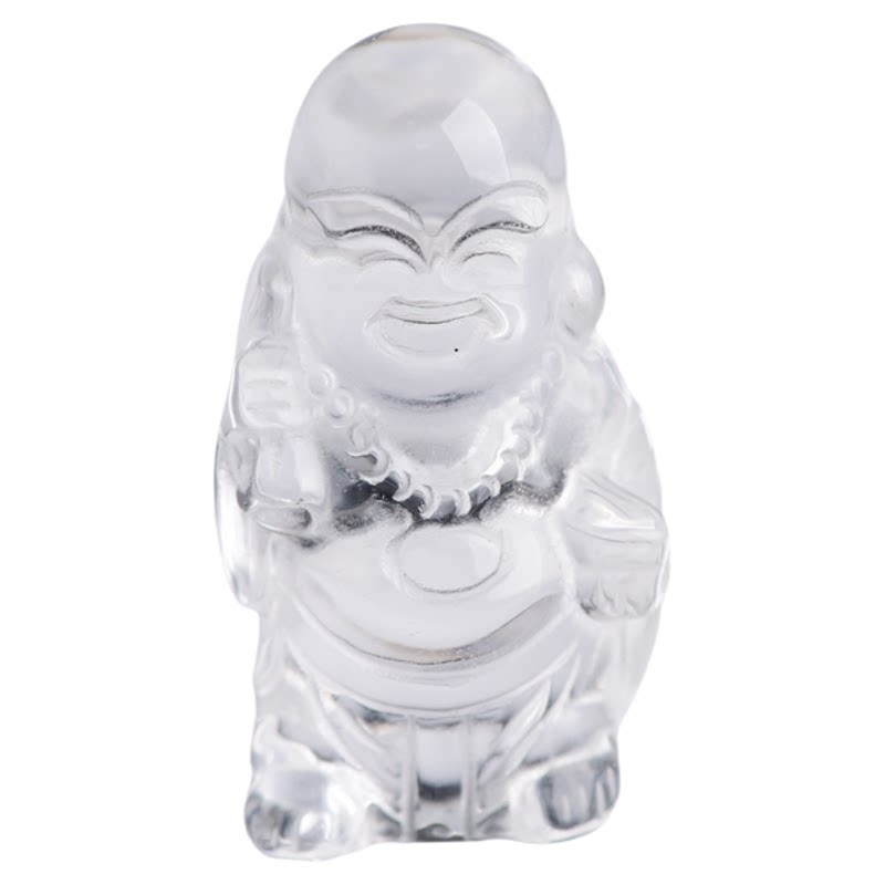 天然透明水晶布袋和尚佛像笑佛