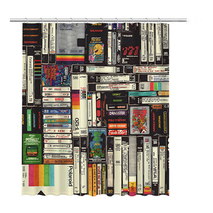 复古胶片浴帘浴室隔断帘免打孔挂帘布帘遮挡唱片海报ins风桌帘