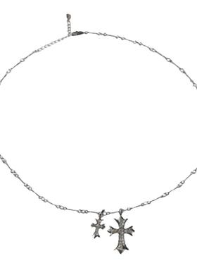 双十字架满钻吊坠项链女轻奢小众感高级锁骨链ins冷淡风个性饰品