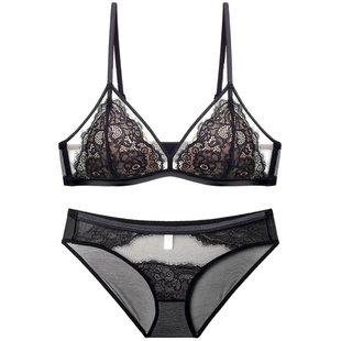 维多利亚多培尔法式性感蕾丝内衣女小胸聚拢无钢圈黑色文胸罩套装