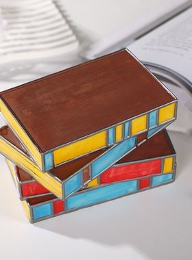 跨境新款彩色书本台灯创意欧式书房灯树脂卧室书叠床头工艺品书桌