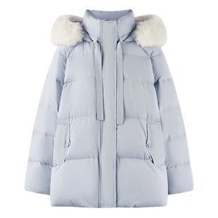 秋水伊人温柔连帽外套2025年冬季新款时尚甜美风袖口连手套羽绒服