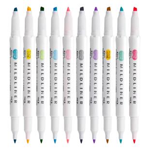 日本ZEBRA斑马荧光笔WKT7双头限定记号笔mildliner系列手帐笔学生用荧光色笔官方旗舰店珊瑚粉中学生标记笔