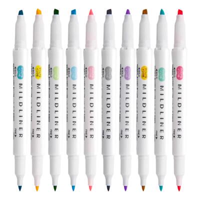 日本ZEBRA斑马荧光笔WKT7双头限定记号笔mildliner系列手帐笔学生用荧光色笔官方旗舰店珊瑚粉中学生标记笔
