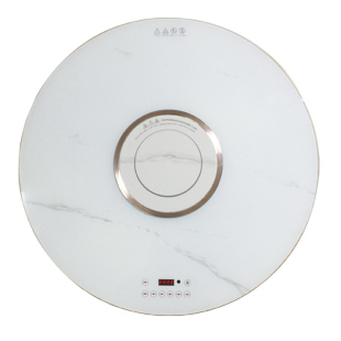 岩板餐桌转盘带电磁炉火锅一体多功能暖菜圆桌子家用桌面电动转盘