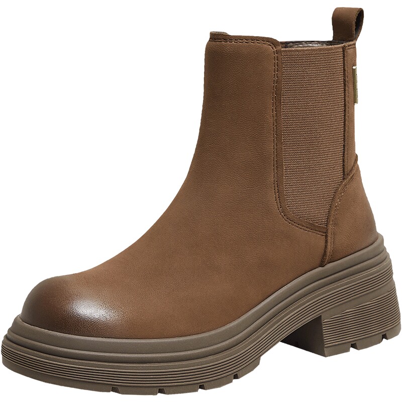 TATA他她靴子2025冬百搭时装靴简约女切尔西靴新款短靴W3M05DD5