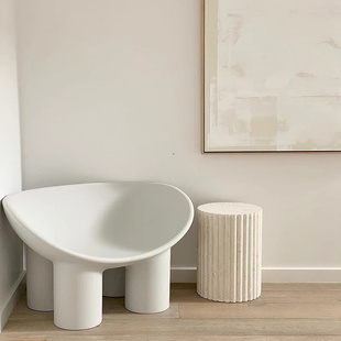 北欧风天然大理石圆柱客厅玄关酒店样板间雕塑底座展示台落地摆件