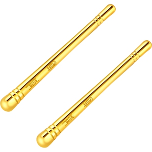 潮宏基至简黄金养耳棒足金耳钉如意金箍棒耳饰耳针百搭简约礼物女