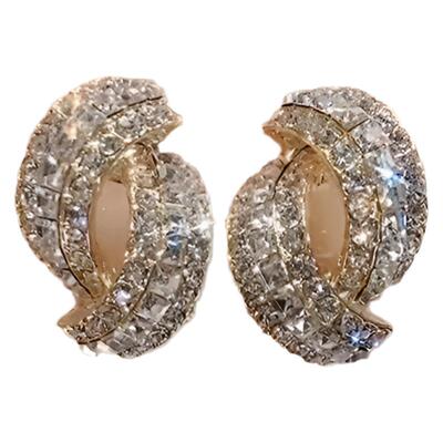 气质高级感锆石交叉耳钉2023新款