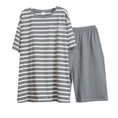 特大码外穿短裤纯棉胖子睡衣套装