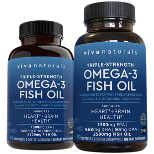viva美国进口深海鱼油omega3高纯度欧米茄3鱼油软胶囊60粒+90粒