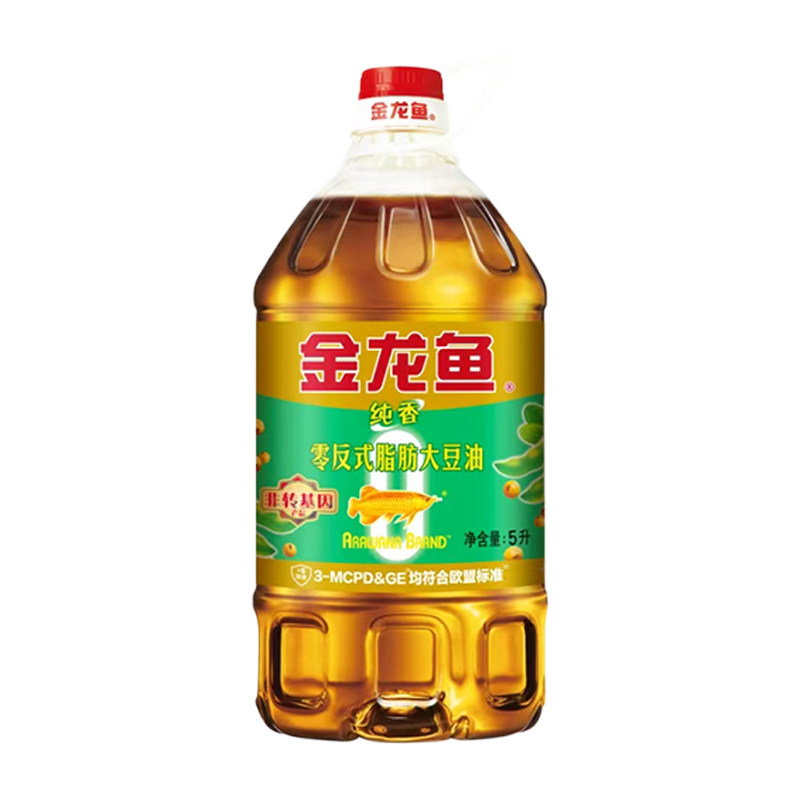 金龙鱼零反式脂肪纯香大豆油5L非转基因家庭烹饪炒菜大豆油