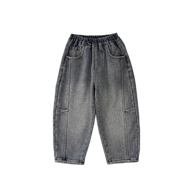 皇室童缘男童字母刺绣牛仔裤