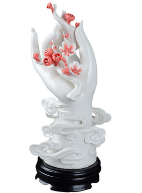 德化白瓷佛手摆件可转壁柜书桌