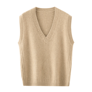 叠穿神器~100%纯山羊绒加厚马甲女宽松慵懒风V领毛衣坎肩背心