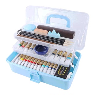 国画颜料初学者套装12色24色中国画用品工具全套水墨画入门专业高级工笔画材料8k生宣纸小学生儿童毛笔调色盘