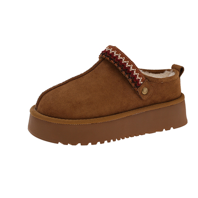 厚底一脚蹬半拖鞋女冬外穿雪地靴