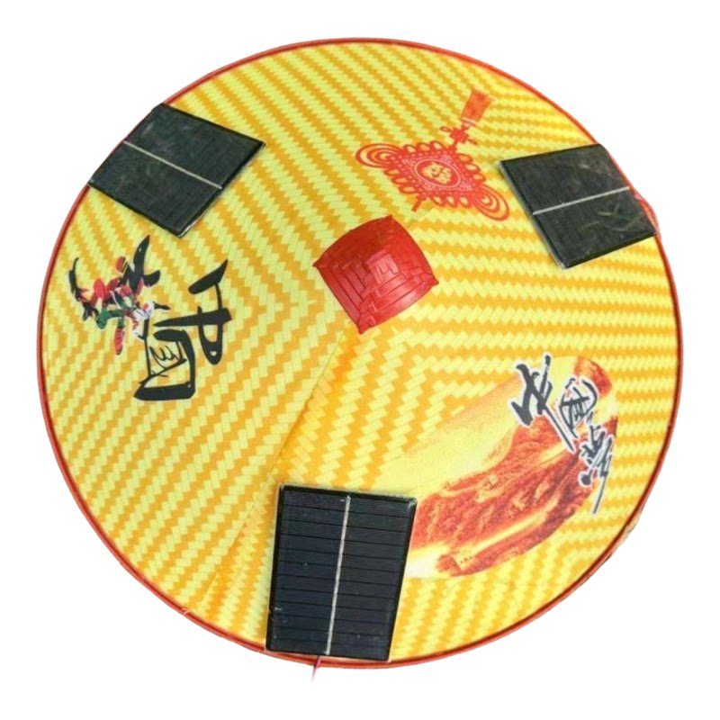 竹子编帽子超轻款太阳能风扇农活