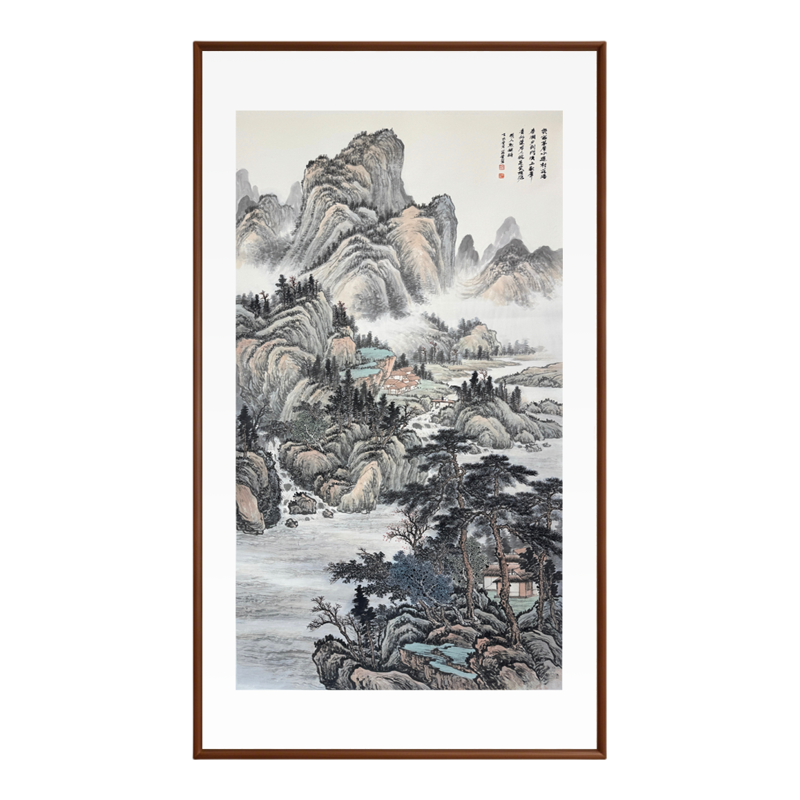 溪山高逸图新中式宣纸山水装饰画