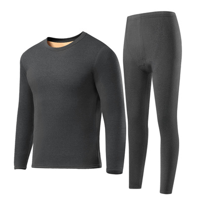 巨厚加绒保暖内衣男士中领套装冬