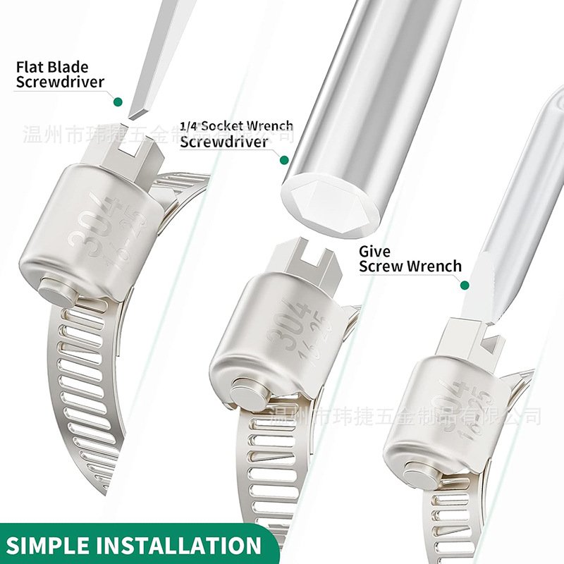 16跨境72PCS304不锈钢/小强力套件箍夹软管水管卡箍蜗轮喉组合美