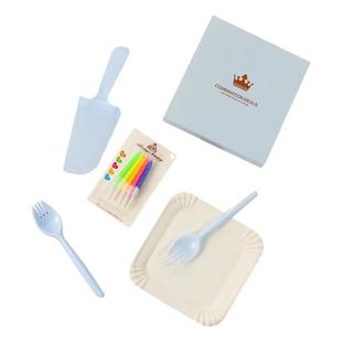 生日蛋糕餐具套装定制一次性刀叉盘加厚盒装塑料碟子组合食品级