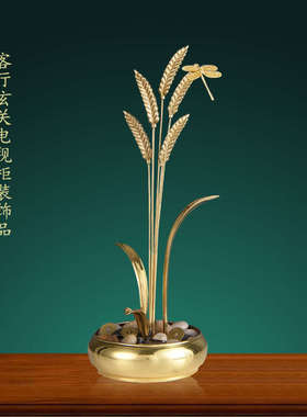 黄铜大麦摆件轻奢高档客厅玄关乔迁新居礼品开业送礼办公室装饰品